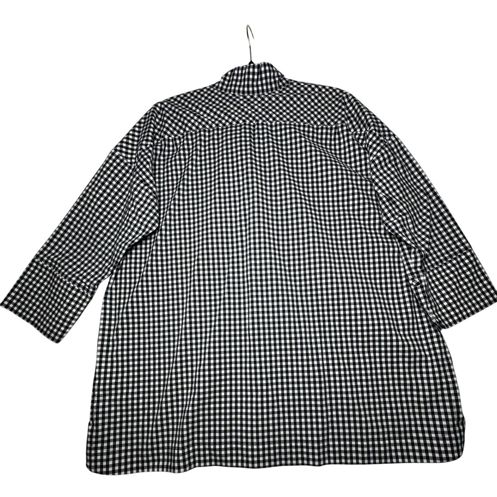 J. Jill Black White Gingham Popover Tunic Top 3/4 Sleeve Size Large - Picture 3 of 8